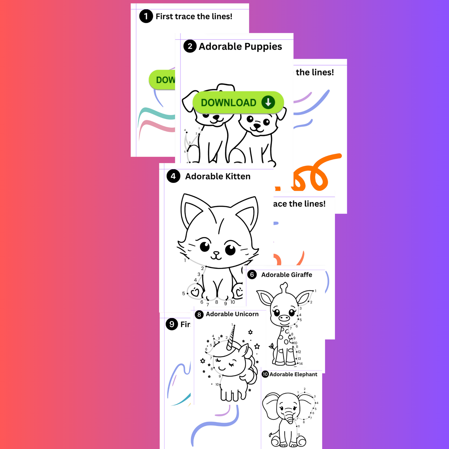 Adorable Animals Connect Dot-to-Dot Pack by Mr. Ai and Miss Ai